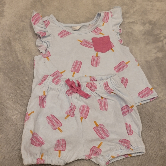 🧸5/20$ PL Baby Kids Ice Cream Print Matching Set 3M Popsicle Pink Blue - Picture 4 of 4